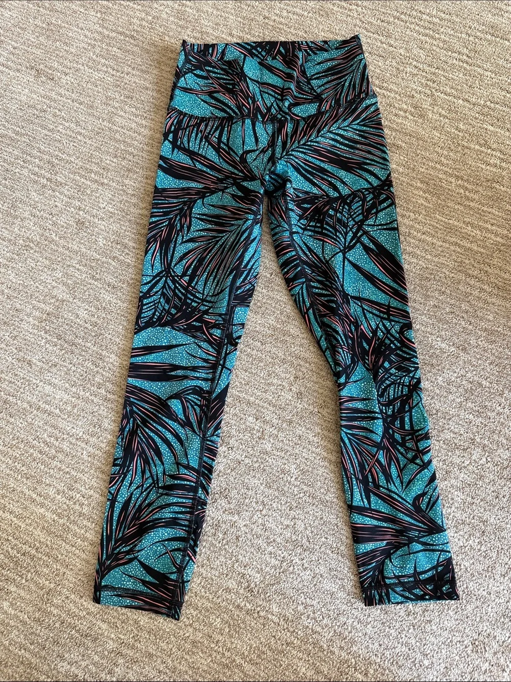 lululemon athletica Teal & Black Palm-Print Leggings